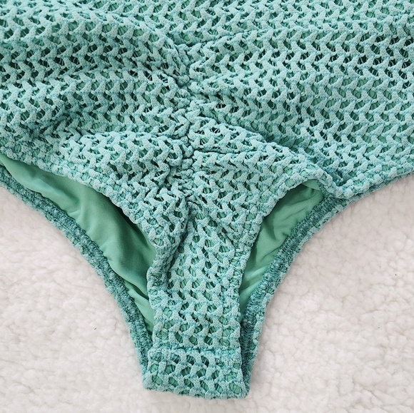 New!Montce Turquoise Crochet High Waisted Scrunch Butt Bikini Bottom - Picture 9 of 11